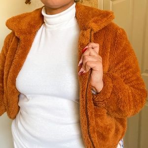 Paper Crane Faux Fur Women's Bomber Jacket SZ  "S"